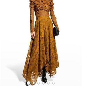 ULLA JOHNSON Elyse Handkerchief Lace Maxi Skirt
